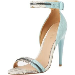 L.A.M.B. Sky Blue Leather Jazmyn Ankle Strap Open-Toe Heeled Sandals Size 6.5